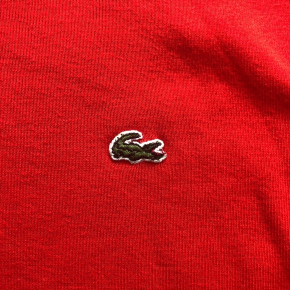 Lacoste Girls Size 38 (6) (XS-S) Red V-Neck T-Shirt Short Sleeves Logo Casual - Picture 10 of 15